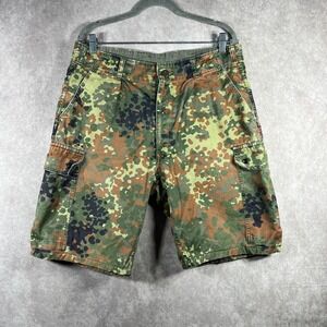 German Army Flecktarn Camouflage Cargo Shorts Mens Size 34 Green Military Field
